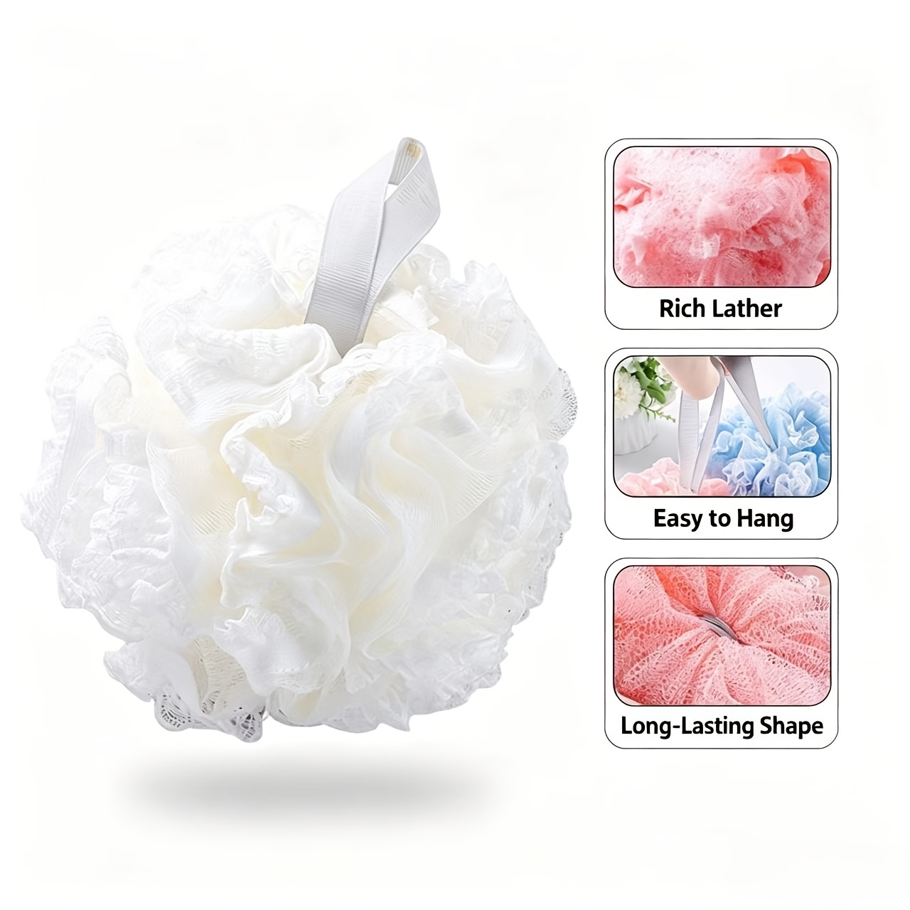 2-Pack Lace Trim Shower Loofah Bath Sponge Set